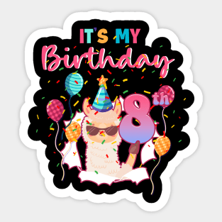 It's My Birthday Tee Birthday Girl Gift Funny Llama Birthday Tee Cute Llama Face Tee copy Sticker